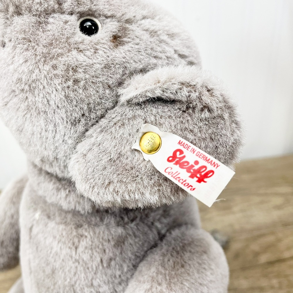 Steiff Elephant Plush Grey Mohair Collectors Button in Ear Made in Germany - Picture 7 of 16